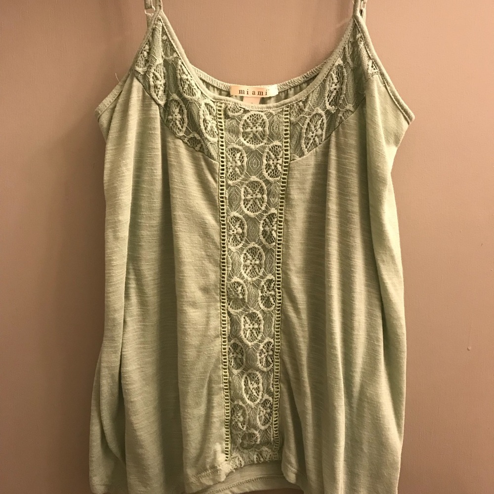 Green lace tank